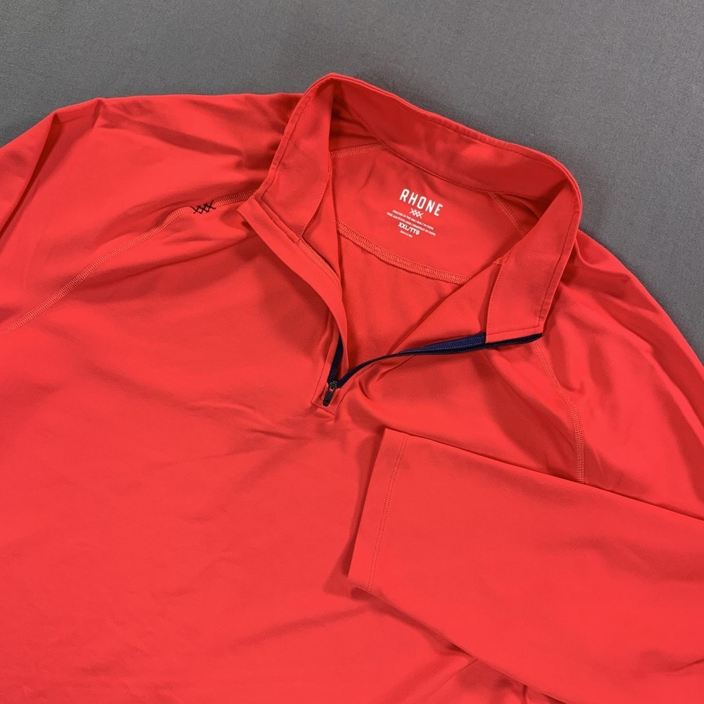 Rhone Pullover Mens 2XL Red 1/4 Zip Mock Neck Long Sleeve Athletic Training